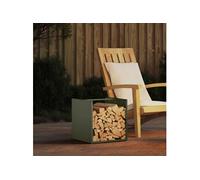 vidaXL Portant de bois chauffage vert olive 40x40x40 cm