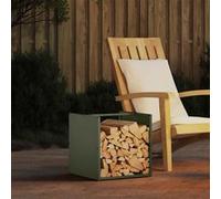 Portant de bois chauffage vert olive 40x40x40 cm