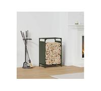 Portant de bois chauffage vert olive 44x28x65 cm