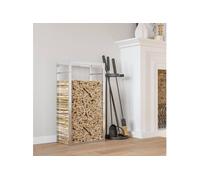vidaXL Portant de Bois de Chauffage, Support à Bois, Porte-bûches avec Rangement, Étagère à Bois de Chauffage, 50x28x94 cm Acier Inoxydable