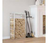 vidaXL Portant de Bois de Chauffage, Support à Bois, Porte-bûches avec Rangement, Étagère à Bois de Chauffage, 50x28x94 cm Acier Inoxydable