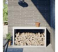 vidaXL Portant de Bois de Chauffage Blanc 100x40x60 cm Acier, Magasin de bûches, Porte-bûches de cheminée, Support de bûches, Stockage de bûches