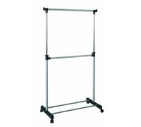Portant en tube d'acier Coloris Alu-chrome-gris, Dim : L90 x P43 x H120/210 cm --