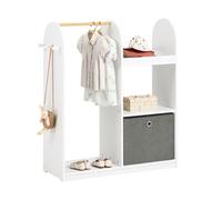 Portant enfant SoBuy KMB40-W Chambre Enfant avec 3 étagères, 1 Panier et 3 Crochets, 97 x 35 x 108 cm
