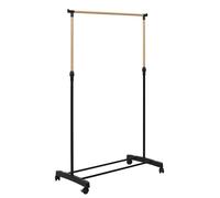 Portant hauteur ajustable sur roulettes noir et effet bois