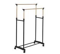 Je Cherche une Idée – Portant à vêtements RG0084 Double réglable Effet bois 80x160x43 cm Noir