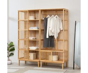 Portant Vemb et étagère Trundholm bambou 185 x 160 x 45 cm naturel