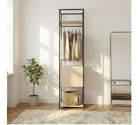 Portant vêtements en bois et métal noir 50x200cm - rangement fermé