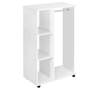 Portant vêtements Mobile pour Chambre 80 x 40 x 128 cm avec 3 étagères Gain de Place Moderne épuré en mélamine Blanc 21_0000085