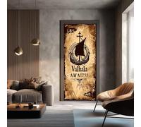 Porte 3D Viking Bateau Viking Stickers Porte Nostalgique 77x200cm | Poster Carte, Décoration de Porte Intérieure Classique Symbole nordique Imperméable et Lavable, Style Moderne