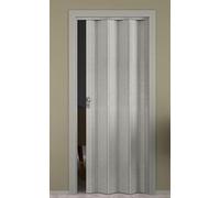Porte à soufflet en PVC tissu gris avec serrure, hauteur 214 cm x largeur 83 cm, ouverture latérale réversible, gain de place, dimensions H 214 x 83 cm