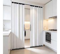 Porte accordéon de 203,2 cm avec serrure et poignée, aluminium | Portes coulissantes du sol au plafond pour armoire de cuisine, armoire, bureau, salle de bain (blanc, 391,2 x 203,2 cm)