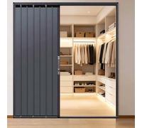 Porte accordéon de 203,2 cm avec serrure et poignée, aluminium | Portes coulissantes du sol au plafond pour armoire de cuisine, armoire, bureau, salle de bain (gris, 76,2 x 203,2 cm)