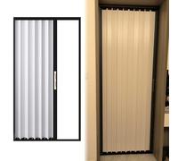 Porte Accordéon Interieur Porte Coulissante Accordéon Métallique avec Rail et Serrure, Porte Pliante Blanche et Noire pour Cuisine ou Grange, Portail Magnétique(38x80in (96.5x203cm))
