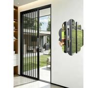 Porte Accordéon Interieur Porte Coulissante Pliante en Filet avec Serrure à Clé, Portes Accordéon Intérieures à Cadre en Aluminium pour L'extérieur, Séparateur de Pièce Ventilé(36x80in(91x203cm))