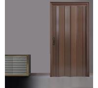 Porte Accordéon Interieur Porte Pliante en PVC Marron avec Pièces et Poignée, Portail Pliant à Rail Robuste pour Extérieur / Intérieur, Porte Pliante Coulissante à Panneau en PVC Télescopique(29x80in(