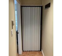 Porte Accordéon Interieur Porte Pliante Verrouillable en Aluminium pour Couloir, Porte Coulissante Rétractable avec Panneau Blanc & Cadre Noir, Cloison Pliante Accordéon(79x80in (200.5x203cm))