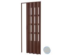 Porte accordéons pliante intérieur en kit avec verre en PVC Grise 82x220 cm mod. Sonia