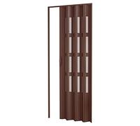 Porte accordéons pliante intérieur en kit avec verre en PVC Noyer 82x220 cm mod. Sonia