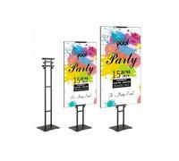 Porte-Affiche 10-190,5 mm Hauteur Réglable Présentoir sur Pied Double-face Panneau d'Affichage en Aluminium avec Base Métallique