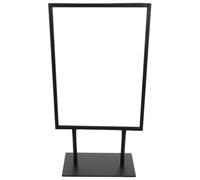 Porte-affiche A4 de Prix de Comptoir en Acier Inoxydable Noir | Double Face, Base Élargie Stable, Insertion Rapide, pour Comptoirs de Vente et Boulangeries