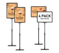 Porte Affiche A4 Stands de Présentoirs - Lot de 4 Présentoirs d'information - Porte menu Restaurant - Presentoir A4 sur Pied 360 Degrés Réglable Idéal pour Entreprise, Bureau, Restaurant (Noir)
