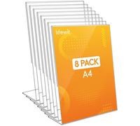 Porte-affiche acrylique Support de table pour A4 - Lot de 8 - 21 x 29,7 cm - Transparent - Porte-menu