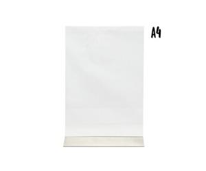 Porte affiche en L | acrylique transparent socle aluminium | Format A4 Securit