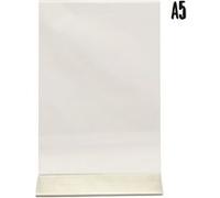 Porte affiche en L | acrylique transparent socle aluminium | Format A5 Securit G