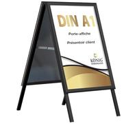 Porte-affiche Keitum Black Line DIN A1 noir | Double face pour 2 affiches | Dos en tôle d'acier galvanisé | Vitres de protection antireflet | Résistant aux intempéries | Stop-trottoir | Dreifke