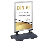 Porte-affiche Keitum Wind Line Plus DIN A1 argent | Double face pour 2 affiches | Pied stable pour une bonne stabilité par vent et intempéries | Vitres de protection antireflet | Stop-trottoir