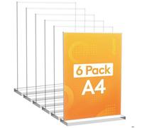 Porte Affiche-Porte Document A4-Porte Menu-6PCS-Acrylique-Support Double Face Vertical Transparent-pour Réception, Bureau,Restaurant