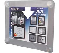 Porte-affiche vitrine A3 double-face gris avec ventouses - Securit® | Vitrines impeccables, passants conquis