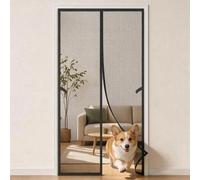 Porte anti-moustiques magnétique Unyqoos® 100x210 cm – Protection contre les insectes pour portes d'extérieur, moustiquaire en polyester renforcé noir, 16 aimants, système de fixation Velcro sans perç