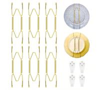 Porte-assiette mural, crochet en forme de W en acier inoxydable doré pour assiettes de 11,5 à 30 cm. Support vertical pour assiettes décoratives, œuvres d'art anciennes 4 pouces - 3 pièces,6 pouces - 
