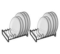 Porte-assiettes verticaux, égouttoirs pour assiettes et vaisselle, supports à assiettes en métal pour le plan de travail et l'armoire, noir.