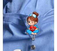 Porte-badge 2D plat en acrylique pour infirmière - Porte-étiquette rétractable, étiquette durable pour étudiants en médecine et infirmiers praticiens - Matériau PMMA durable pour l'identification sur 