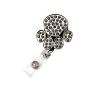 Porte-badge à Enrouleur en Alliage Blanc, Pince Paume Ronde, Rétractable | Cordon Extensible, Tirage Facile, Solution Pratique pour Scanner, Bureau et Salons Professionnels