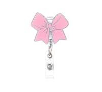 Porte-Badge à Nœud Rose, en Acrylique Rétractable Porte-Badge d'Infirmière Clip d'Identification d'Étudiant Porte-Badge à Nœud Mignon pour Badge de Carte d'Identité pour Travailleurs Médicaux
