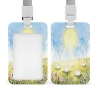 Porte-badge amusant avec fleurs et lapins - Étanche - Verticale - Étui de protection amovible - Pour enseignant, infirmière, médecin