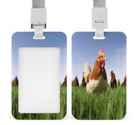 Porte-badge amusant en forme d'herbe de poulet avec cordon et clip - Porte-cartes vertical en plastique ABS rigide, porte-nom tendance pour le bureau, les affaires et le travail quotidien