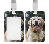 Porte-badge amusant Golden Retriever rétractable avec cordon détachable, étanche et clips pour cartes bancaires, badges, étiquettes de nom, étui de protection vertical pour les travailleurs