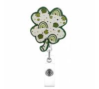 Porte-badge avec clip métallique rétractable, fleurs et feuilles | Porte-badge rétractable en métal pour infirmière, médecin, étudiant et enseignant