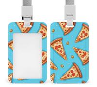 Porte-badge avec cordon, bleu clair, en forme de part de pizza, étiquette d'identification verticale humoristique, étui de protection pour badge professionnel, idéal pour clés, bureau, infirmière, ens