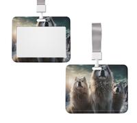 Porte-badge avec cordon coulissant - Étui vertical en plastique - Porte-carte de la tribu des loups pour cordon pour carte d'identité de travail, carte de métro