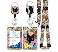 Porte Badge avec Cordon Tour de Cou avec Porte-Cartes, Porte Badge Enrouleur, Swivel Lobster Clasp avec Lanières Rétractables
