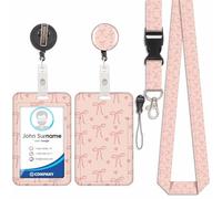 Porte Badge avec Cordon Tour De Cou avec Porte-Cartes, Porte Carte avec Enrouleurs de Badge Rétractable, Swivel Lobster Clasp, Détachable Lanyard, pour porte badges d'Identification (Nœud-2)