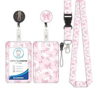 Porte Badge avec Cordon Tour De Cou avec Porte-Cartes, Porte Carte avec Enrouleurs de Badge Rétractable, Swivel Lobster Clasp, Détachable Lanyard, pour porte badges d'Identification (Nœud-6)