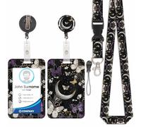 Porte Badge avec Cordon Tour De Cou avec Porte-Cartes, Porte Carte avec Enrouleurs de Badge Rétractable, Swivel Lobster Clasp, Détachable Lanyard, pour porte badges d'Identification (Papillon-1)