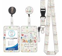 Porte Badge avec Cordon Tour De Cou avec Porte-Cartes, Porte Cartes avec Enrouleurs de Badge Rétractable, Détachable Lanyard, Swivel Lobster Clasp, pour porte badges d'Identification (Fleur-7)